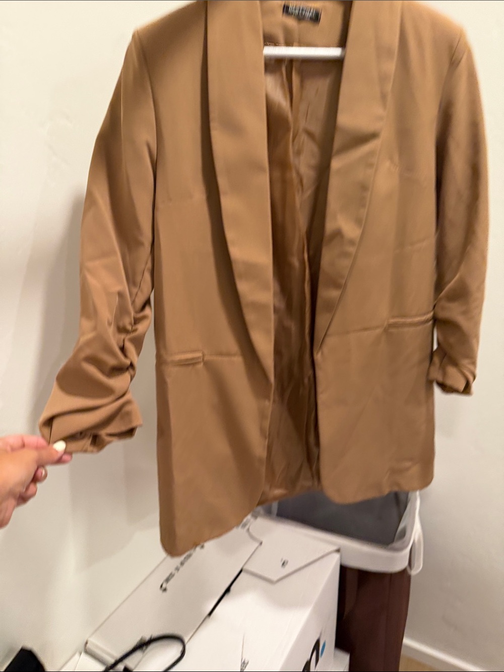 Nasty Gal Camel Brown Open Blazer
